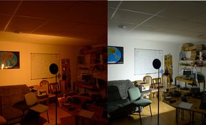 300 W Deckenstrahler vs. 100 W LED (bei gleicher Belichtung)