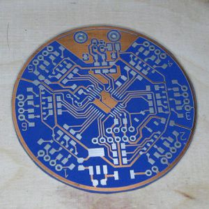 Second revision: blue PCB, tinned pads